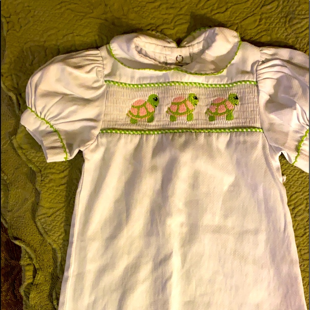 Smocked 0-6 month gown never worn